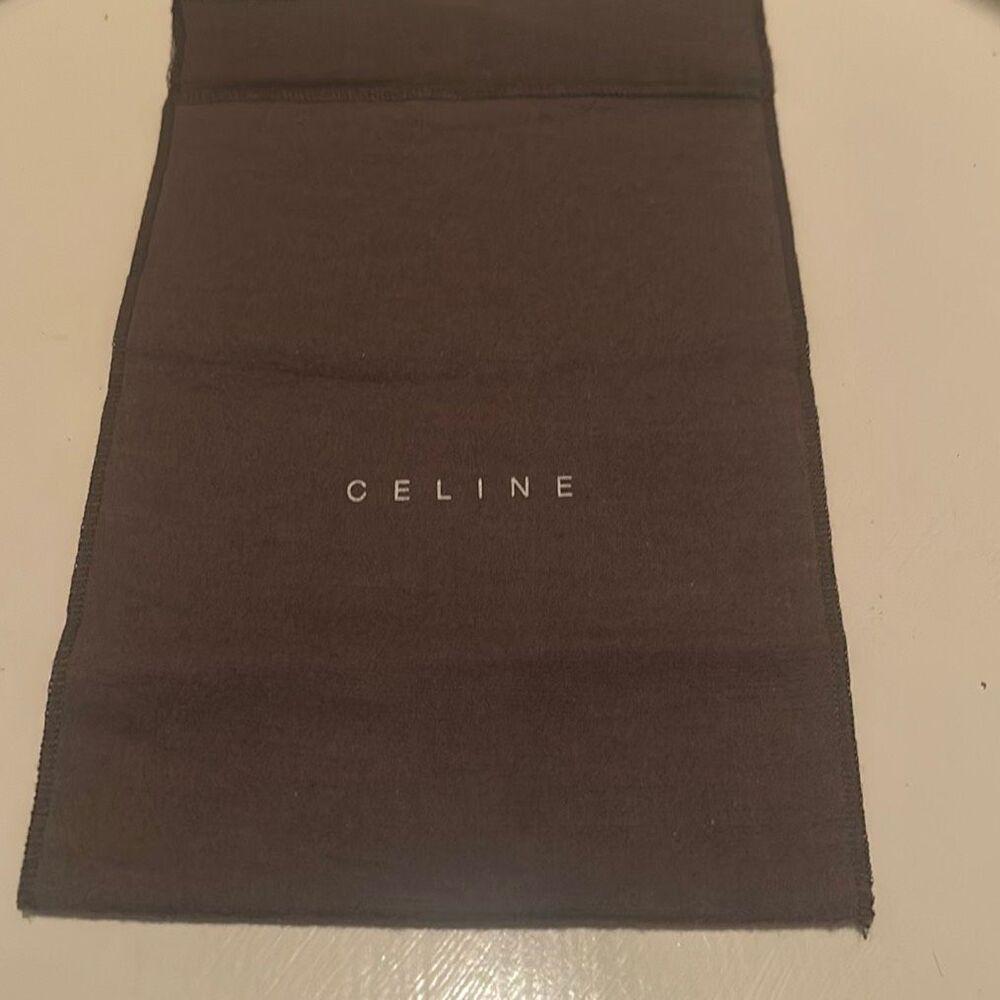Celine Foldover Dust Cover Bag Dark Brown With Logo Front Travel Storage Luxury